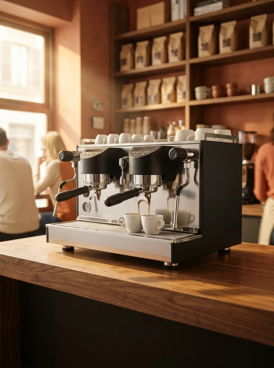 Macchina caffè professionale a due gruppi per bar e attività, in comodato con Pausa Vending